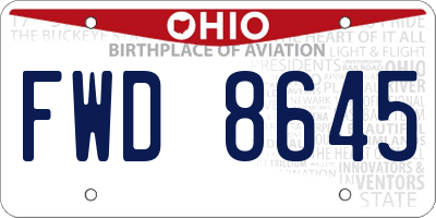 OH license plate FWD8645
