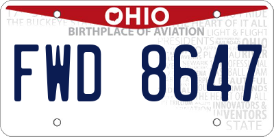 OH license plate FWD8647