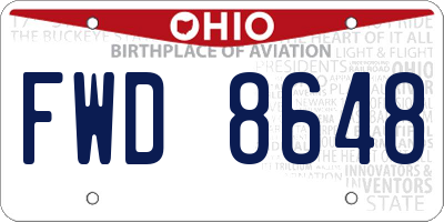 OH license plate FWD8648
