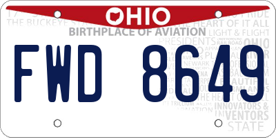 OH license plate FWD8649