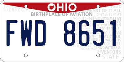 OH license plate FWD8651