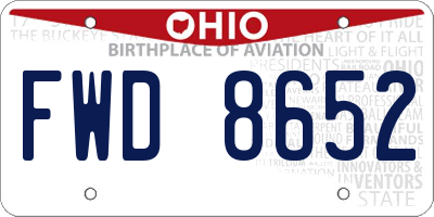 OH license plate FWD8652