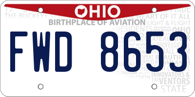 OH license plate FWD8653