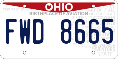 OH license plate FWD8665