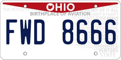 OH license plate FWD8666