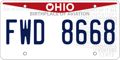 OH license plate FWD8668