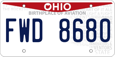 OH license plate FWD8680