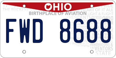 OH license plate FWD8688