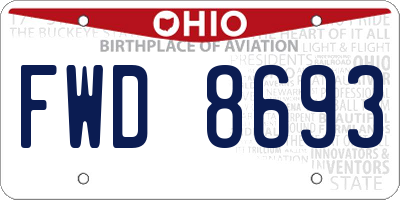 OH license plate FWD8693