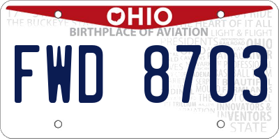 OH license plate FWD8703