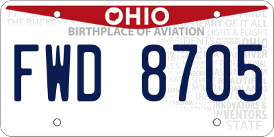OH license plate FWD8705