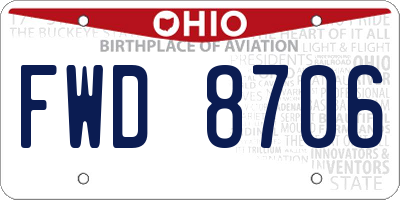 OH license plate FWD8706