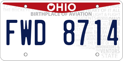 OH license plate FWD8714
