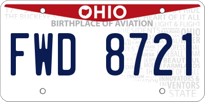 OH license plate FWD8721