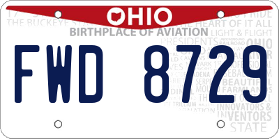 OH license plate FWD8729