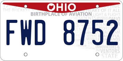 OH license plate FWD8752