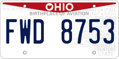 OH license plate FWD8753