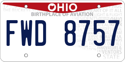 OH license plate FWD8757