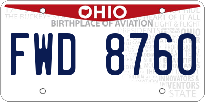 OH license plate FWD8760