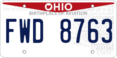 OH license plate FWD8763
