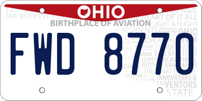 OH license plate FWD8770