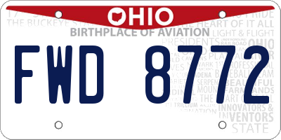 OH license plate FWD8772