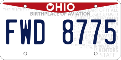 OH license plate FWD8775