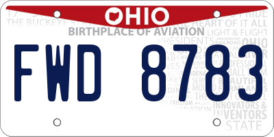 OH license plate FWD8783