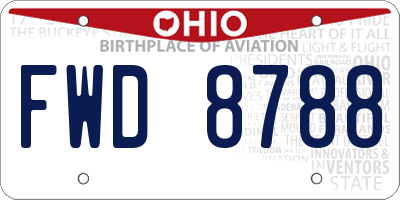 OH license plate FWD8788