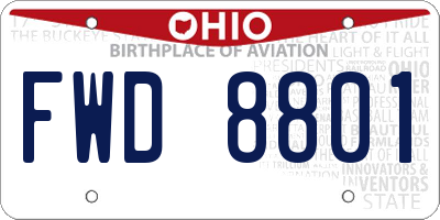 OH license plate FWD8801