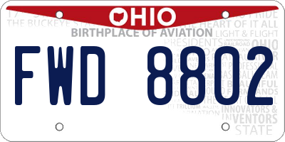 OH license plate FWD8802