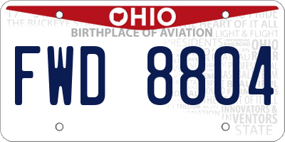 OH license plate FWD8804