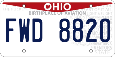 OH license plate FWD8820
