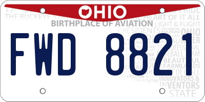 OH license plate FWD8821