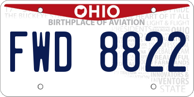 OH license plate FWD8822