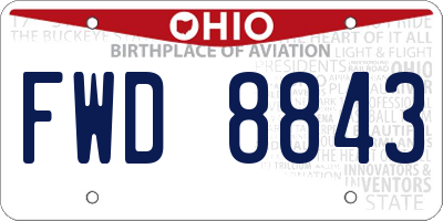 OH license plate FWD8843