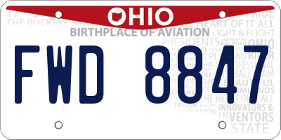 OH license plate FWD8847
