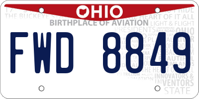 OH license plate FWD8849