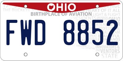 OH license plate FWD8852