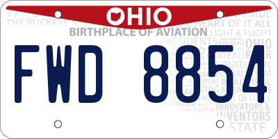 OH license plate FWD8854
