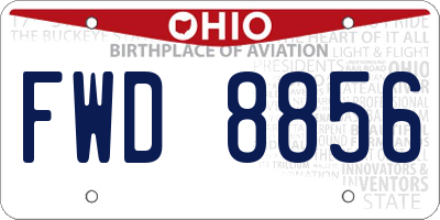 OH license plate FWD8856