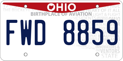 OH license plate FWD8859
