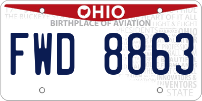 OH license plate FWD8863