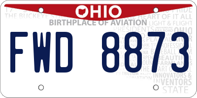 OH license plate FWD8873