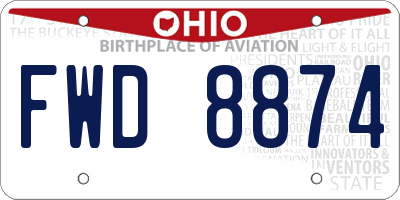 OH license plate FWD8874