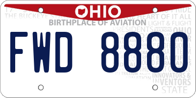 OH license plate FWD8880