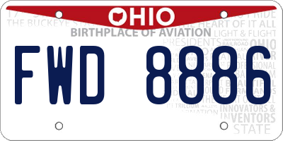 OH license plate FWD8886
