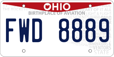 OH license plate FWD8889