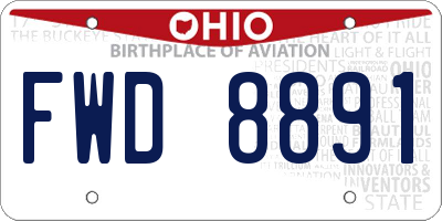 OH license plate FWD8891