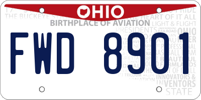 OH license plate FWD8901